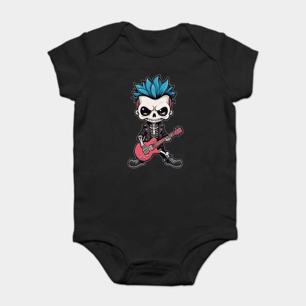 Punk Rock Skeleton 2 Baby Bodysuit by Grave Digs